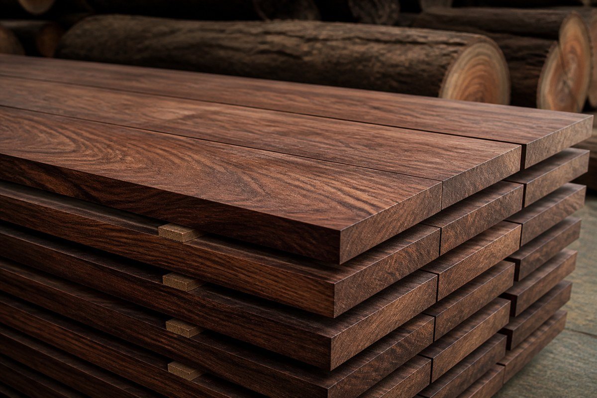 Premium dark hardwood boards showing natural grain